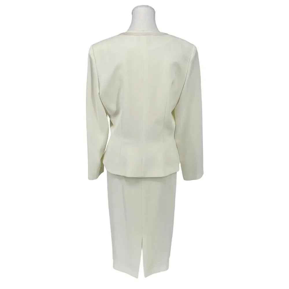 Vintage Adrianna Papell Skirt & Top Set Embroidered White‎ 8 - Picture 3 of 12